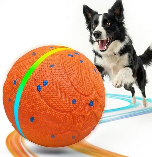 3.5 Inch Interactive Dog Toys, Automatic Moving Balls for Dogs, 3-Modes with Colorful Lights , Durable E-TPU Material, Active Self Rolling, Bouncing, and Rotating Dog Toy to Keep Them Busy, Orange
