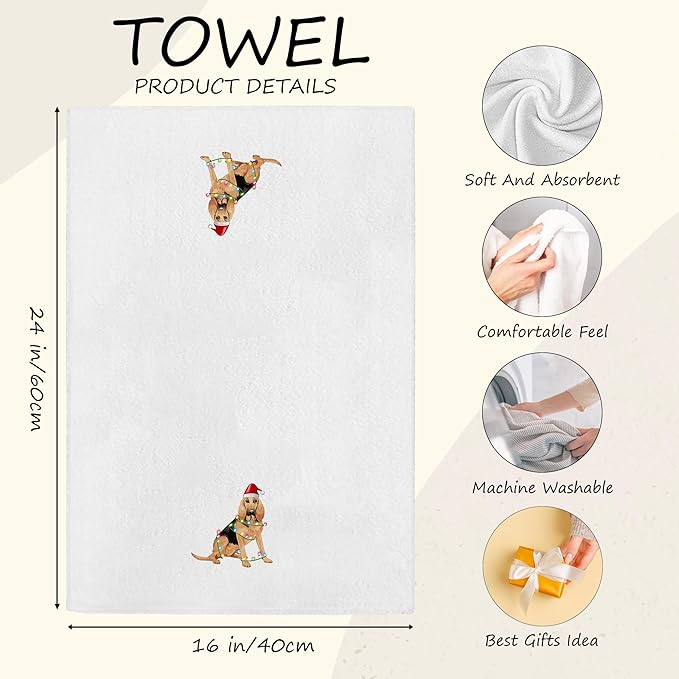 Bloodhound Christmas Kitchen Towels - Funny Christmas Dog Decor, Bloodhound Lovers Gifts, Navidad Dog Hand Towels Dishcloth for Kitchen Bathroom Decorative, 16x24 Inch