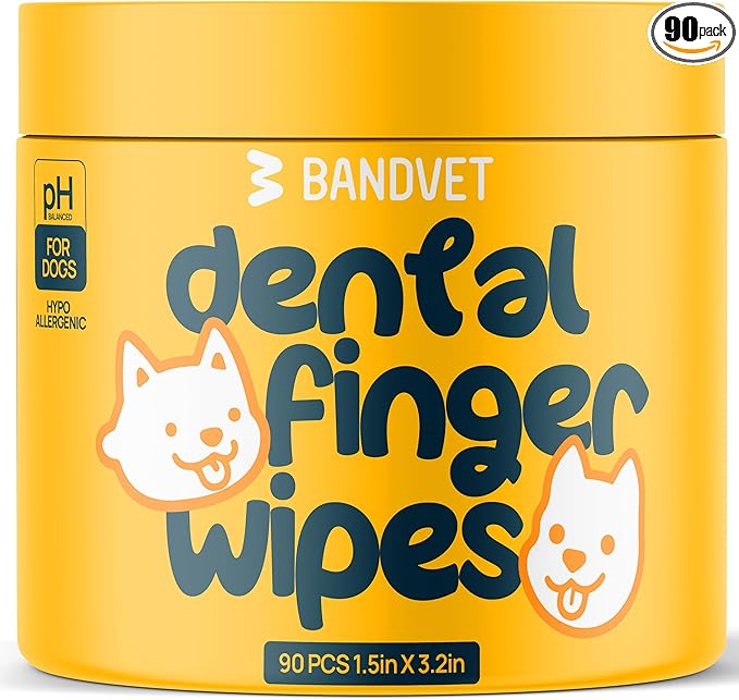 Pack of 90 Dog Teeth Cleaning Wipes - No-Rinse Dog Toothbrush & Effective Dog Dental Wipes (1.5 x 3.15 in)