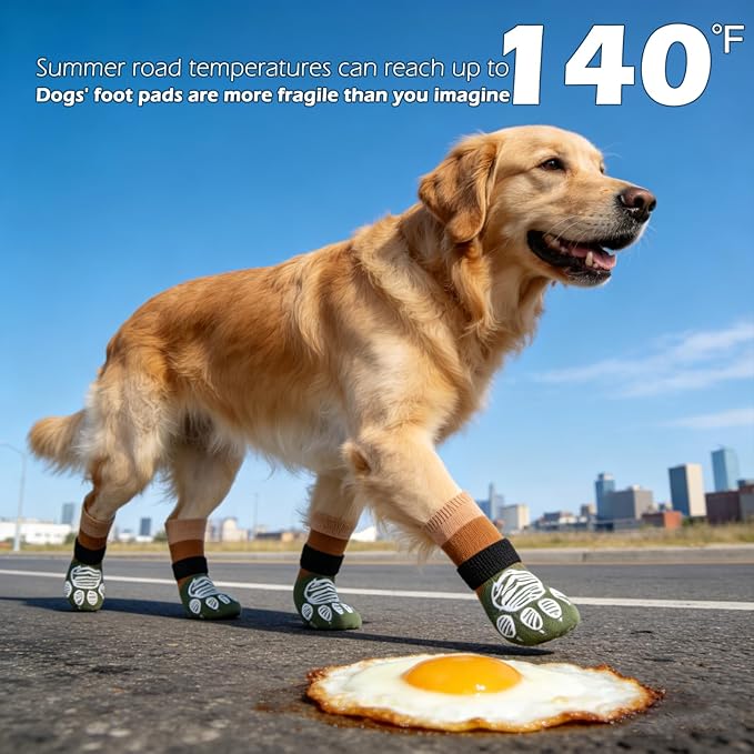 EXPAWLORER Anti Slip Dog Socks to Prevent Licking Paws, Dog Shoes for Hot Pavement, Dog Booties for Hardwood Floors, Dog Boots & Paw Protectors with Grippers for Small Medium Large Senior Dogs M