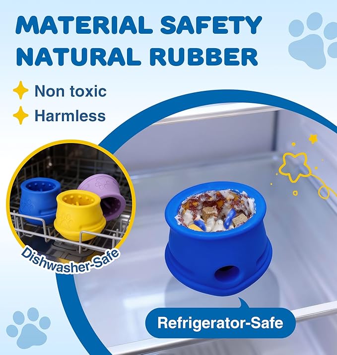 Rubber Dog Enrichment Toys, Stuffable Interactive Dog Toys to Keep Them Busy - Puzzle Slow Feeder & Anxiety Relief & Long-Lasting - Frozen Dog Licking Toy, Dishwasher Safe, Navy, M