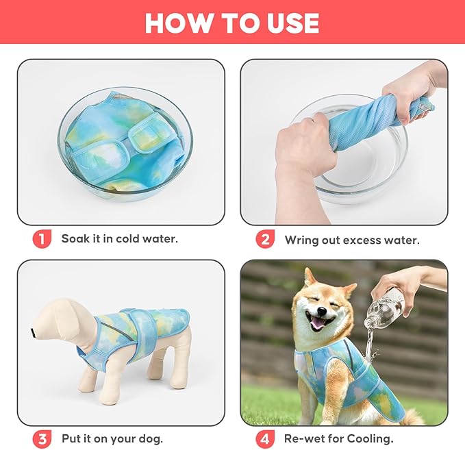 KYEESE Dog Cooling Vest, Lightweight Dog Cooler Jacket, 3D Breathable Mesh Pet Cooling Shirts for Summer with Reflective Stripe, Sun Protection Pet T Shirt for Beach, Hiking, Walking, Blue, 3XL