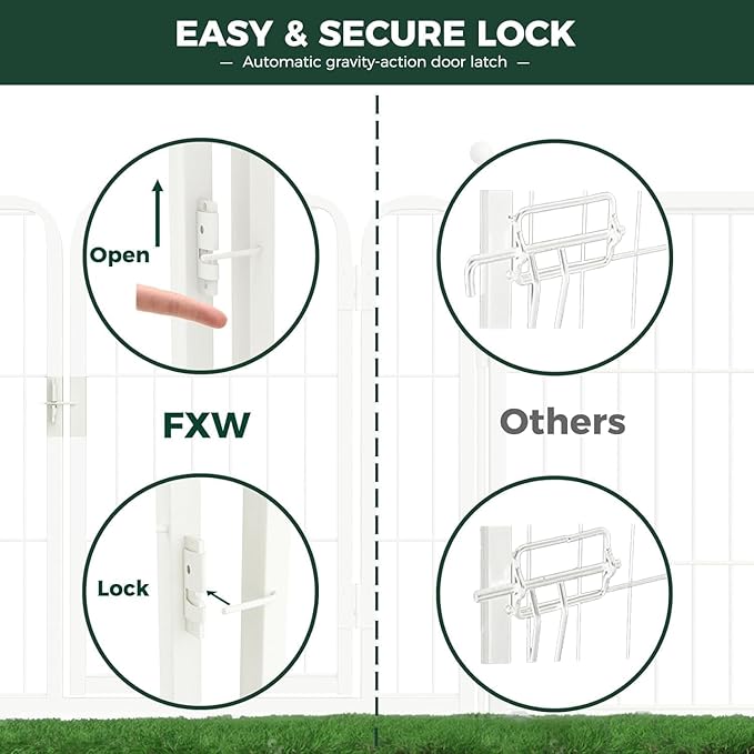 FXW Rollick Unleashed Dog Playpen for Indoor, Yard, RV Camping, 50 inch 8 Panels for Large Dogs, White│Patented