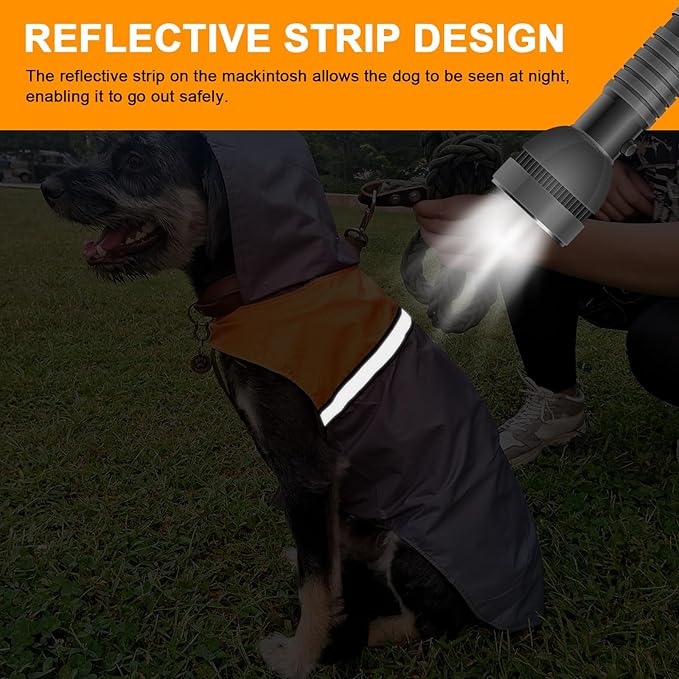 Dog Raincoat with Reflective Strip, Ultra Light Breathable Waterproof Dog Rain Jacket, Adjustable Waterproof Dog Raincoat with Hood, Suitable for Small, Medium, and Large Dogs (Grey, S)