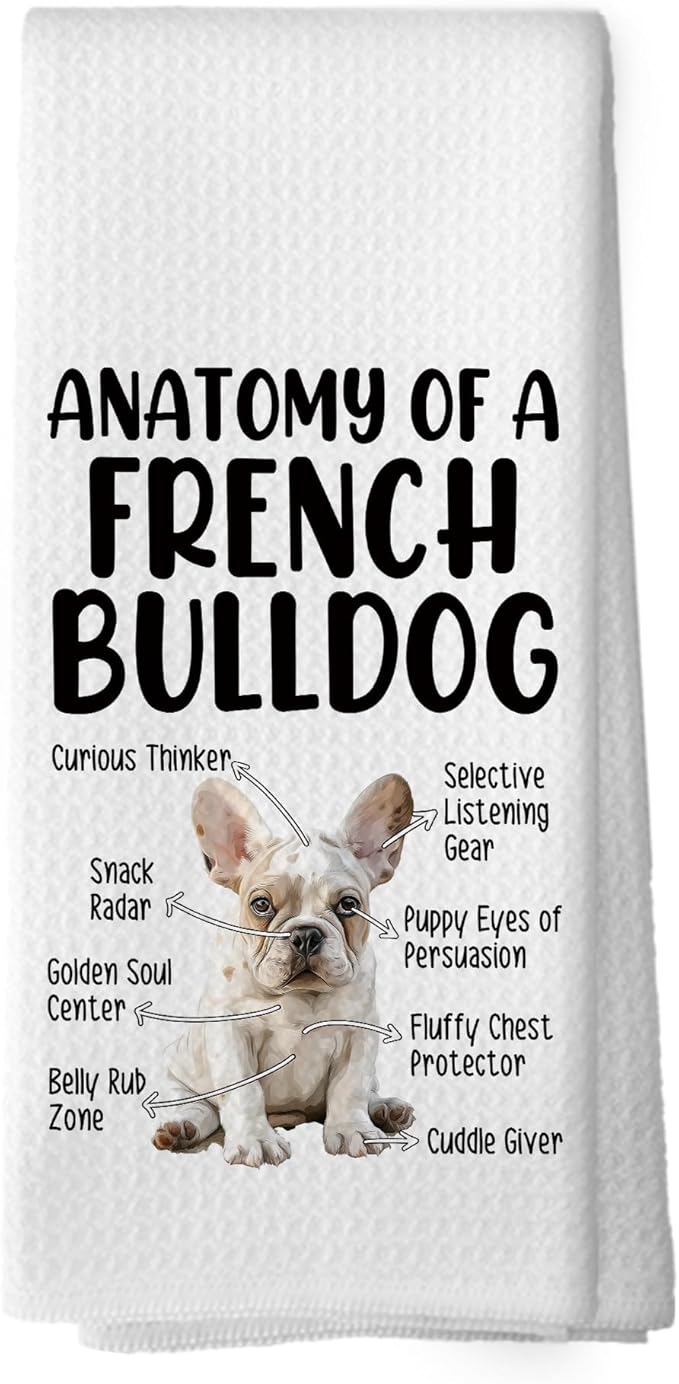 Funny French Bulldog Kitchen Dish Towels, French Bulldog Gifts for Women Men, Funny Dog Bathroom Decor, Frenchie Mom Gifts Hand Towels Kitchen Tea Towel Decorations, 16x24inch