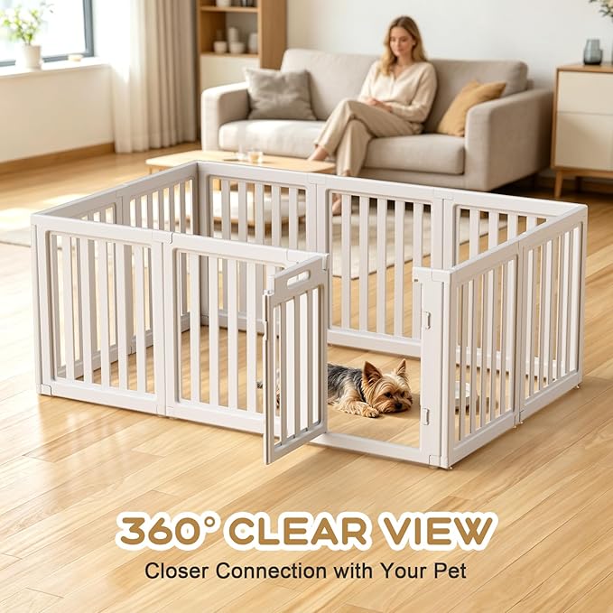 Dog Playpen, Clear Dog Pen, Dog Pen Indoor, Easy to Install and Remove Dog Play Pen, Puppy Playpen Suitable for Dogs, Cats,Dog Playpen Indoor (White, 23.6 inch Height, 10 Panels)