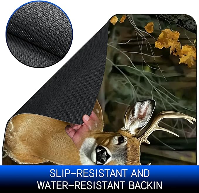 Dog Food Mat, 15.7" x 23.6" Absorbent Pet Feeding Mat for Food and Water, Waterproof Diatom Mud Pet Placemat with Non-Slip Rubber Backing, Easy Clean Cat Bowl Mat for Floors - Forest Deer
