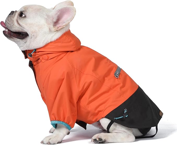Orvis Dog All Season Trekker 3-in-1 Coat for Dogs, Size Medium; Orange High Visibility All Weather Dog Coat with Raincoat & Fleece Vest that Can Be Worn Separately or Together; Removable Hood