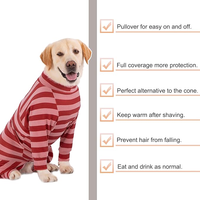 Dog Coats Autumn Winter Jumpsuit for Large Medium Dogs, Warmer Recovery Suit Polar Fleece Dog Bodysuit Lightweight Pajamas Pullover Stretchy Onesie Four-Legged Cold Weather Clothes (3XL, Xmas)