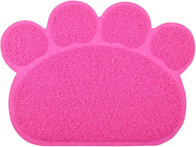 Paw-Shaped Cat Litter Box Mat,10 Colors Available,15.75x11.75 Inches (Pink)
