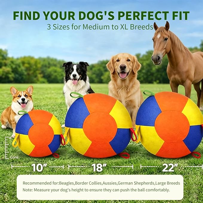 Herding Ball for Dogs,18 Inch Calming Jumbo Ball for Dogs,Durable Tear-Resistant Inflatable Big Ball with Pump,Durable Training Ball for Australian Shepherd, Border Collie, Large Breed