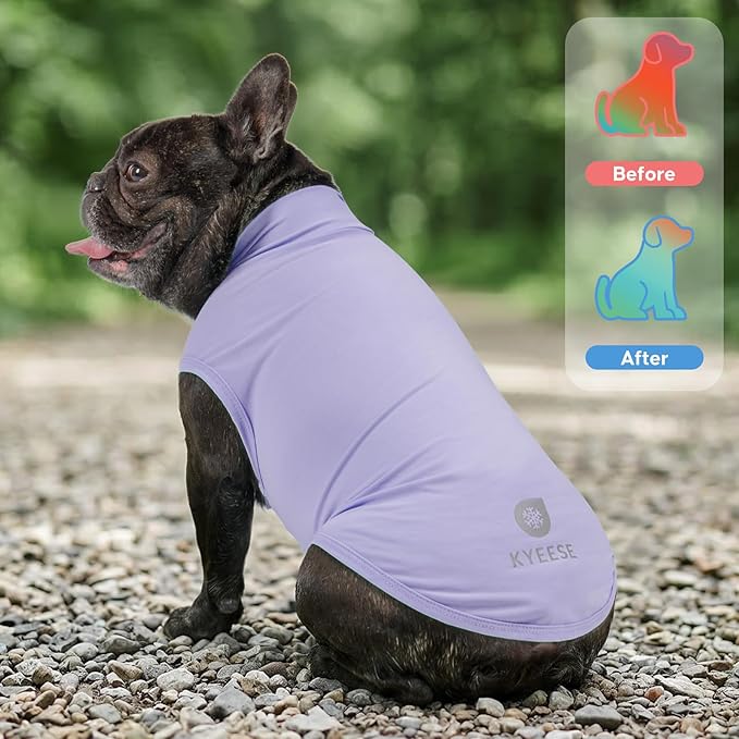 KYEESE 2Pack Dog Cooling Shirt, Breathable Dog Shirt for Small Dogs Girl Boy, Sun Protection Reflective Pet Vest, Lightweight Soft Tank Top Sleeveless Summer Dogs Clothes, Purple, L