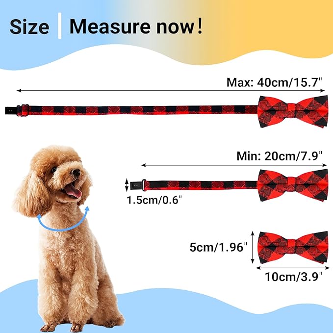 Segarty Puppy Bow Ties, 10 PCS Dog Bowtie Collar Bulk Holiday Cat Collar Grooming Bows for Pet Photography Festival Party Neck Wear Gift, Cute and Plaid Patterned