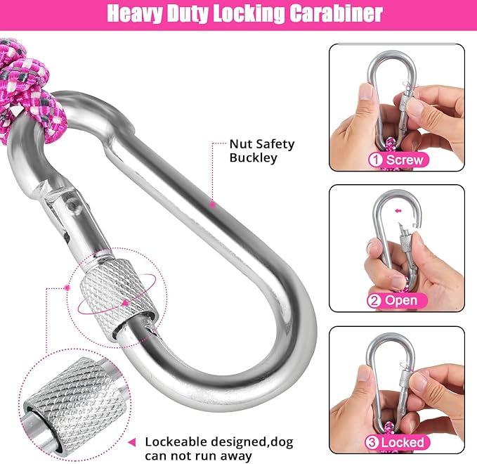 Dog Tie Out Cable for Camping - 50ft Dog Lead Dog Runner for Yard - Portable Trolley System for Large Small Dogs Outside