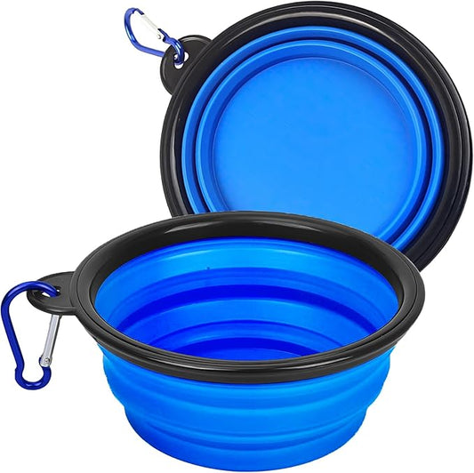 1 pcs Foldable Dog Travel Bowl with Clasp for Traveling Hiking Walking Collapsible Dog Bowl Expandable Silicone Food Water Travel Bowl for Small Medium Dog Cat