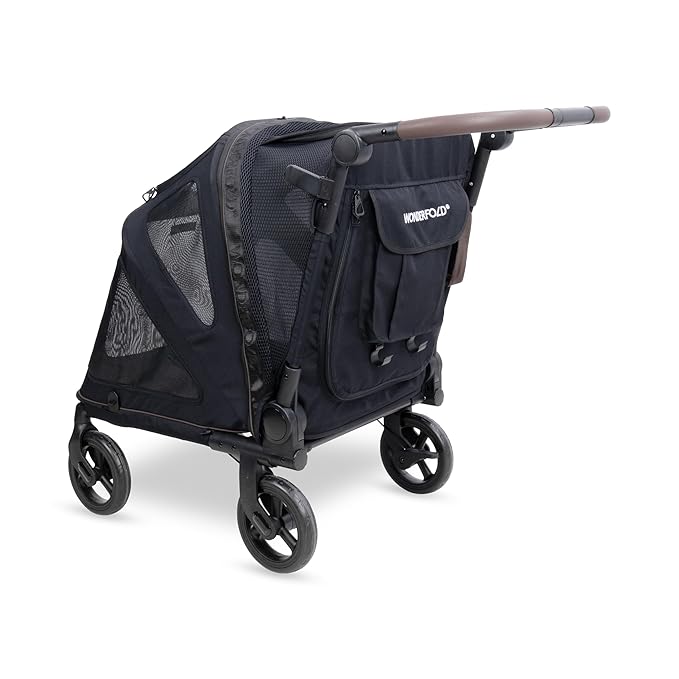 WonderFold PF Luxury FlatFold Pet Stroller Designed for Comfortable Elevated Everyday Walks - Black, Medium (Up to 66 lbs)