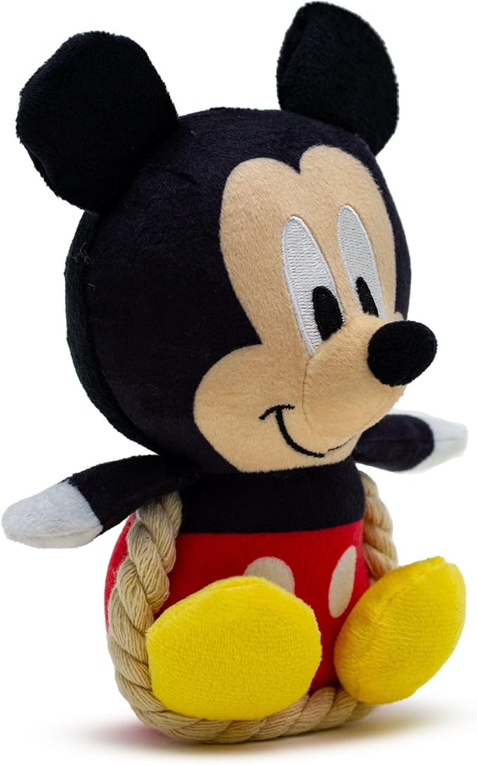 Buckle-Down Disney Dog Toy, Mickey Mouse Chibi Sitting Pose Pet Toy, Plush with Rope