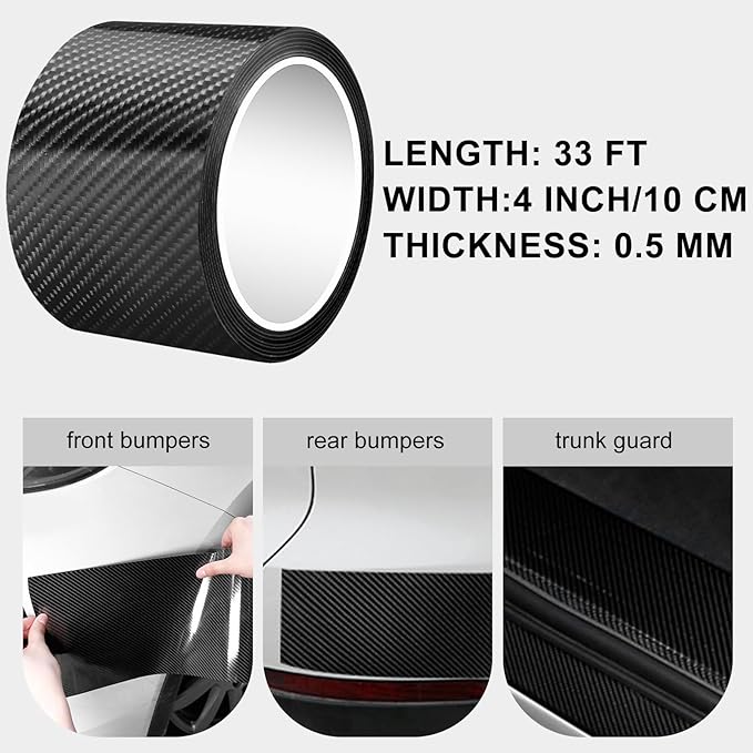 Storystore Universal Car Door Edge Guard, 4In x 33Ft Door Sill Protector, Automotive Anti-Collision Strip for Car Door Edge/Front and Rear Bumper/Door Sill Protector, Black