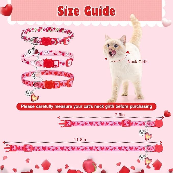 PUPTECK Cat Collar Breakaway with Bells, Kitten Collar Outfit Adjustable for Girl Boy Small Pet Puppy Bunny, Cute Costume Accessory with Safety Release Buckle (Pink)
