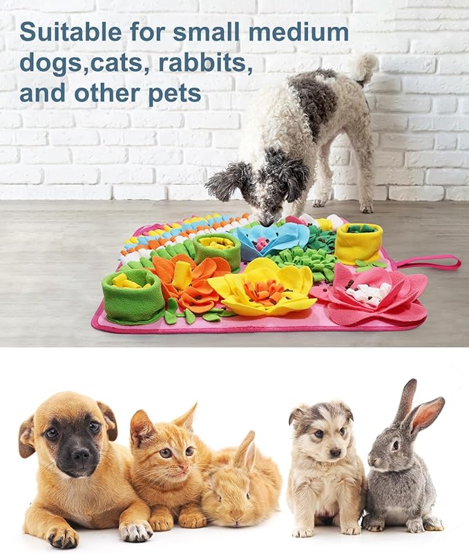 Snuffle Mat for Dogs, Pet Treats Feeding Mat, 20× 20 inch for Medium & Large, Felt Wool Dog Sniff Mats for Slow Feed, Rabbit Foraging Mats, Relieve Anxiety, with Anti-Slip Bottom