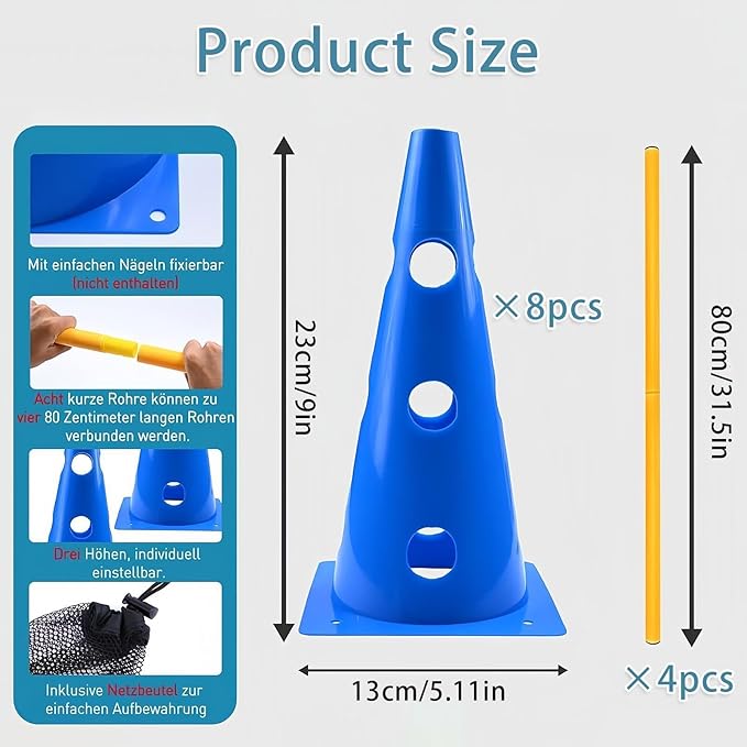 Dog Agility Course - Hurdle Cone Buckets, Dog Agility Equipment, Hurdle Cones Obstacle with Yellow Poles for Training & Fitness | Pet Training Obstacles for Puppy, Outdoor Garden, Backyard, Park