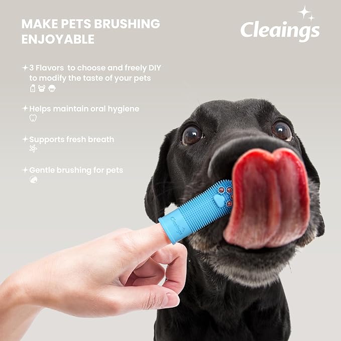 Dog Finger Toothbrush with Flavor Burst Beads, 360° Silicone Dog Toothbrush Kit for Dogs & Cats, Deep Teeth Cleaning, (36 Beads per Brush), No Pet Toothpaste Needed - 2 Pcs Beef Flavor