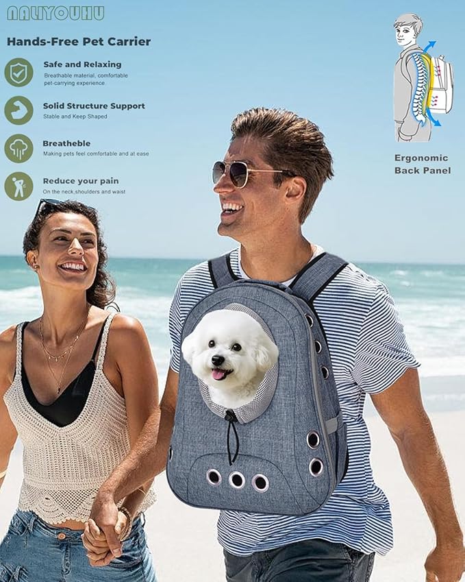 Small Dog Cat Chest Backpack Carrier,Large Space Ventilated Front Facing Backpack Carrier for Puppy,Lightweight Doggy Backpack for Hiking,Camping,Travel,Outdoor,Max 12 lbs(Denim Blue)