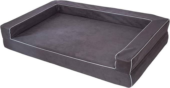 Orthopedic Dog Bed Large - 5" Solid Memory Foam Pet Bed for Arthritis Relief & Hip Dysplasia - Bolster Style with YKK Zippered Waterproof Washable Cover & Bottom for Senior Dogs 60-120lbs