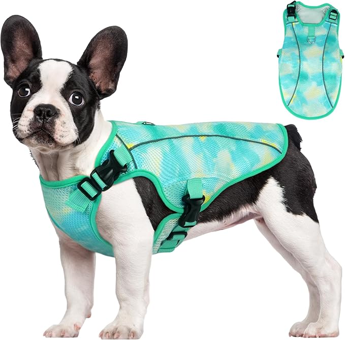 Kuoser Dog Cooling Vest for Dogs, Lightweight Cooling Shirt for Small Medium Large Dogs, Adjustable Pet Cooler Jacket with Reflective Stripe, UV Protection Pet Harness T-Shirt for Summer Outdoor