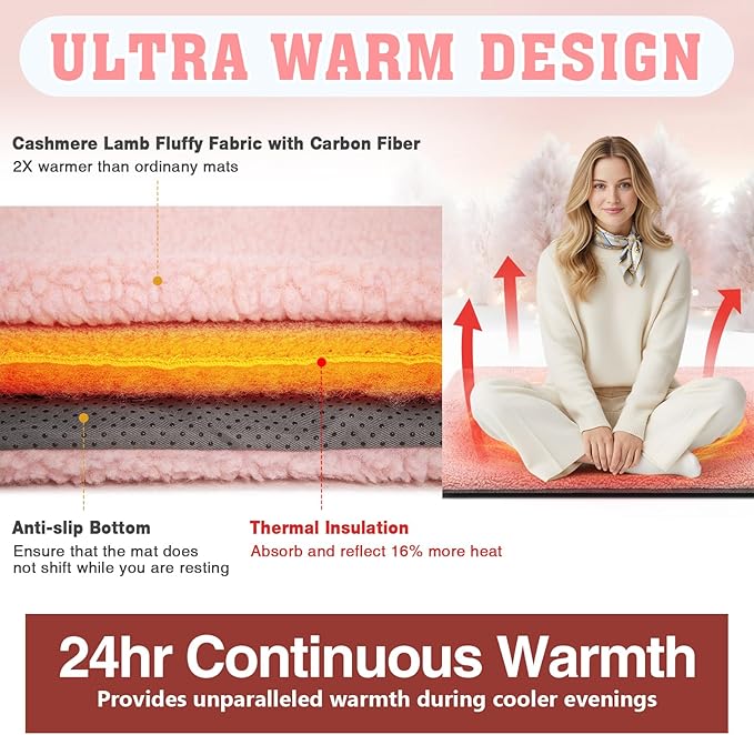 Large Self Heating Cat Dog Pad Mat 59''x27.5'' Non Electric Jumbo Washable Heated Thermal Sleeping Blankets for Adult Pet Bed Gifts Safe Use Indoor Outdoor Camping Furniture