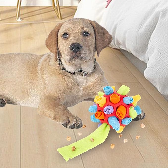 Dog Snuffle Ball Foraging Snuffle Mat Dog Puppy Treat Dispenser Slow Feeder Interactive Dog Toys Dog Puzzle Toys (Red)