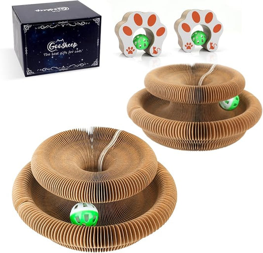 Goosheep 2Pack Kitty Kurlz Magic Organ Cat Scratching Board Kitty Curls Accordion Toy Cats Scratching Post Ball Track, Kitten Fun Intelligence Physical Exercise Educational Toy