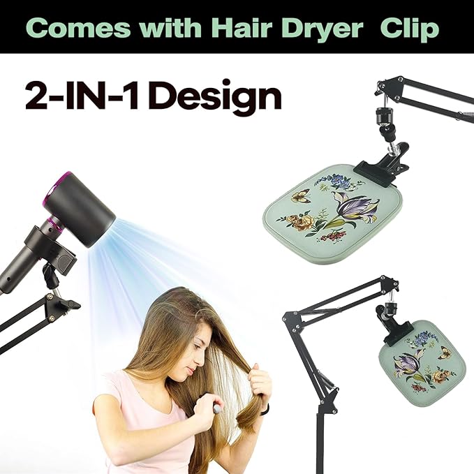 Embroidery Hoop Stand,Rotate Hand Embroidery Stand Embroidery Holder Stand Can Move Freely Hand Embroidery Stand Floor Cross Stitch Stand Suitable for Embroidery Hoop (with Hair Dryer Clamp)