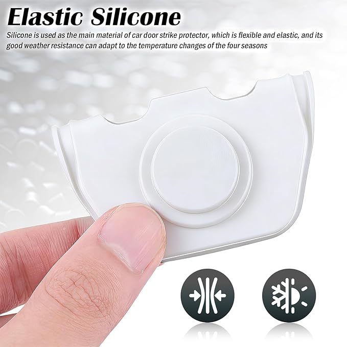 4PCS Universal Silicone Car Door Latch Covers,New Silicone Door Latch Protective Cover with 3 Layers of Shock Absorption for Protection & Noise Reduction,Soft Car Doors Strike Protector (White)