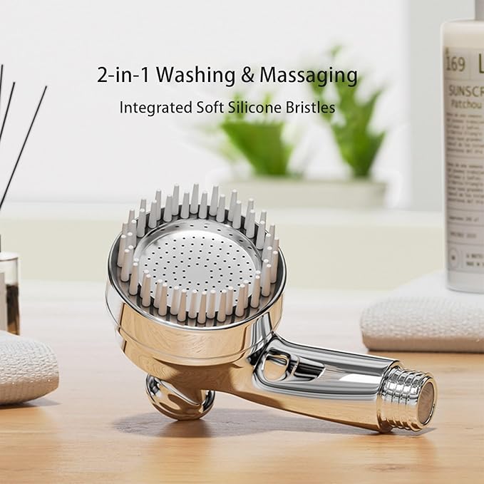 Dog Shower Head, Cat Bath Sprayer with Soft Silicone Massage and Pressure Boosting, Handheld Pet Washing Nozzle with Aerator