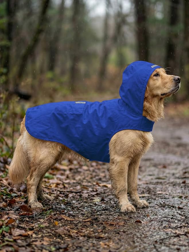 Dog Raincoat Reflective Adjustable Hooded Pet Rain Jacket Poncho with Leash Hole for Dogs S-5XL