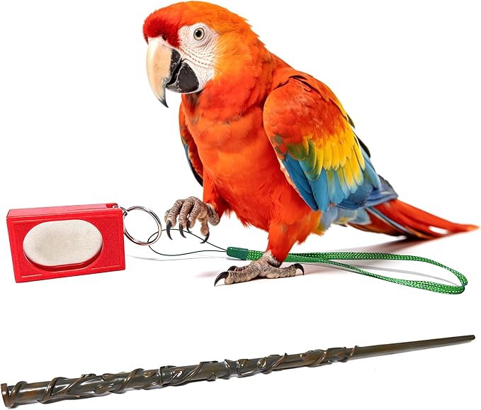 Parrot Training Clicker with Target Stick, Getting Started Bird Clicker Training Kit, All Bird Breeds Training Stick Foster Discipline and Behavior Training, for Parrots Birds Lovers