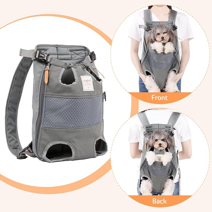 Dog Backpack Carrier Small Dog Backpack, Pet Dog Front Backpack Legs Out Chest Carrier for Small Dogs, Cat Backpack Carrier Dogs Travel Back Pack Hands-Free Hiking Bike Motorcycle (Size:11–19 lbs)