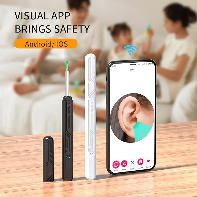 Ear Wax Removal Tool Camera — 1080P HD Ear Cleaner with Light, Earwax Removal Kit for Ear Cleaning, Safe Ear Camera for Adults Kids Pets Ear Camera for iOS & Android