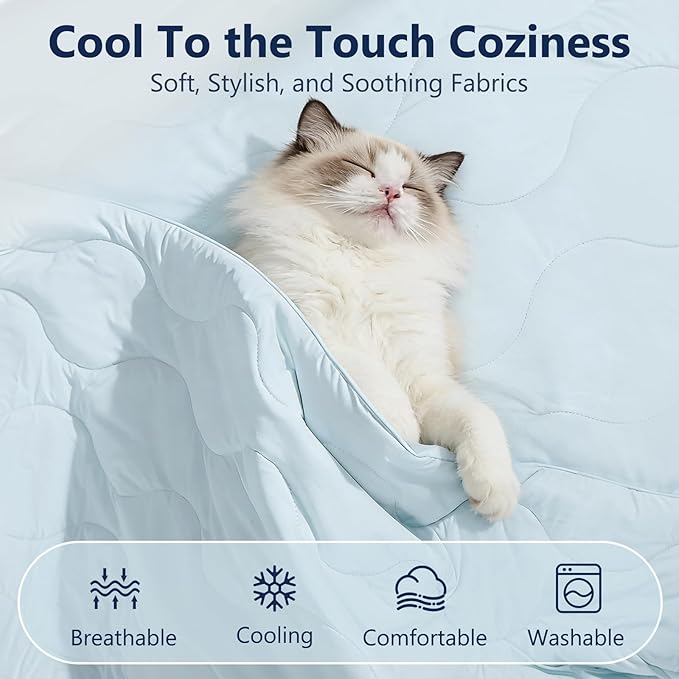 MIXJOY Cooling Blanket for Small Dog Breathable, Double Sided Q-MAX>0.5, Lightweight Pet Cooling Throw Blanket Summer for Dog Bed & Dog Crate, Washable Soft Dog Cat Cold Mat Durable, Aqua Blue, 25x35