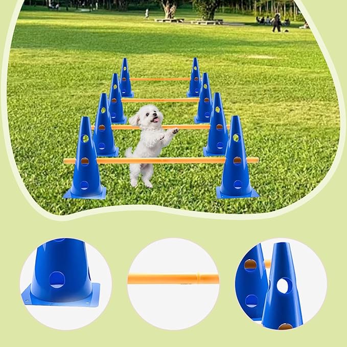 Dog Agility Hurdle Cone Set Cone and Pole for Soccer Fitness Basketball
