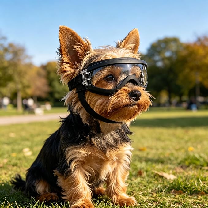 LESYPET Dog Goggles Small Breed, UV Wind Dust Protection Small Dog Sunglasses with Adjustable Strap, Puppy Sunglasses for Outdoor Driving Eye Protection, S