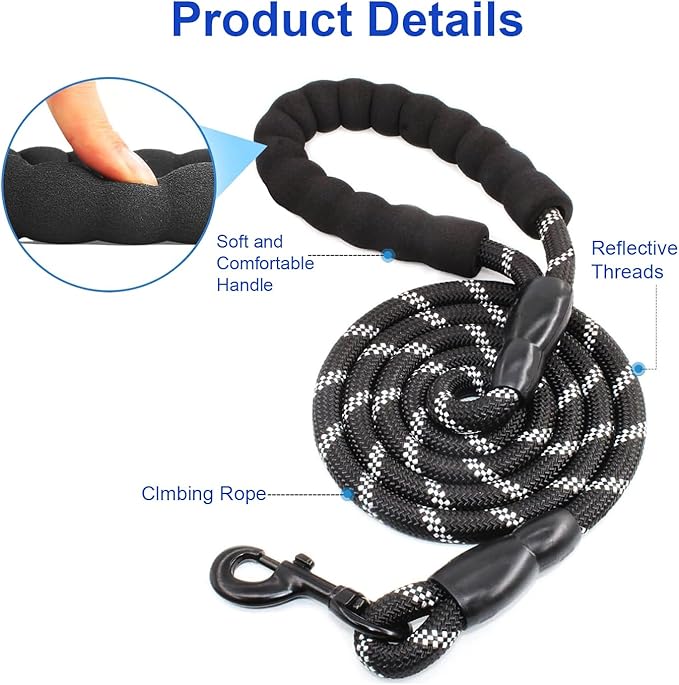 MingXpets Double Dog Leash, Dual Dog Leash, 360° Swivel Tangle Free Bungee Walking Training for Large Medium Dogs, Shock Absorbing Bungee Reflective for Two Dogs, 18~120 lbs, Black
