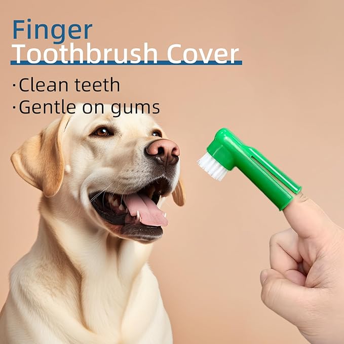 Dog Toothbrush and Toothpaste Kit Vanilla Dog Toothpaste(70g) Soft Nylon Double-Head Dog Toothbrush Dog Finger Toothbrushes Puppy Tooth Brushing Kit Pet Dental Care Kit for Dogs Fresh Breath
