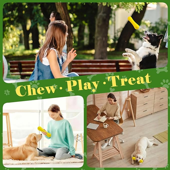 Kimee Natural Rubber Dog Chew Toy, Tough Bone Dog Toy for Aggressive Chewers, Milk-Scented Interactive Dog Toy for Medium & Large Dogs to Chew, Tug & Fetch