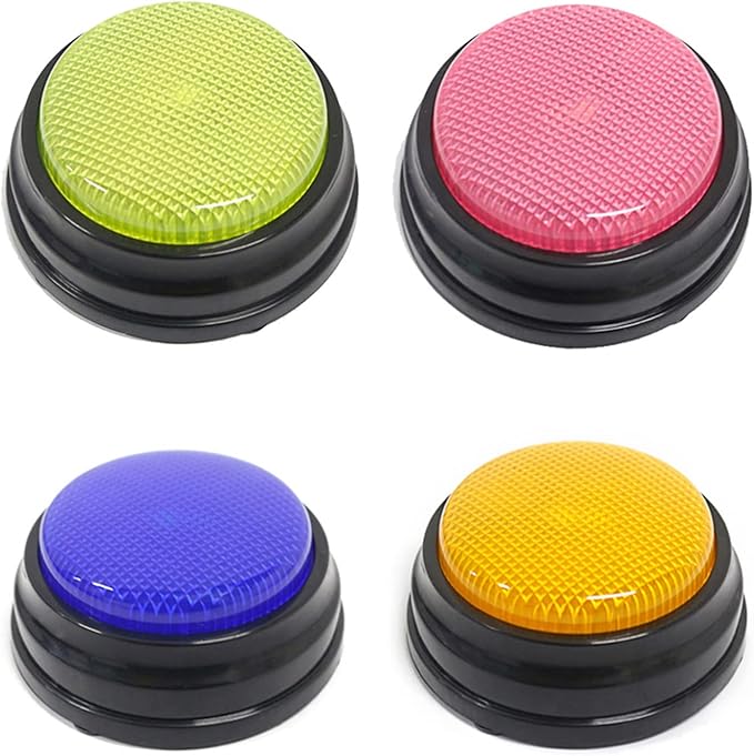 Recordable with LED Function Dog Buttons for Communication Multicolor Pet Set of 4 Talking Dog Buttons
