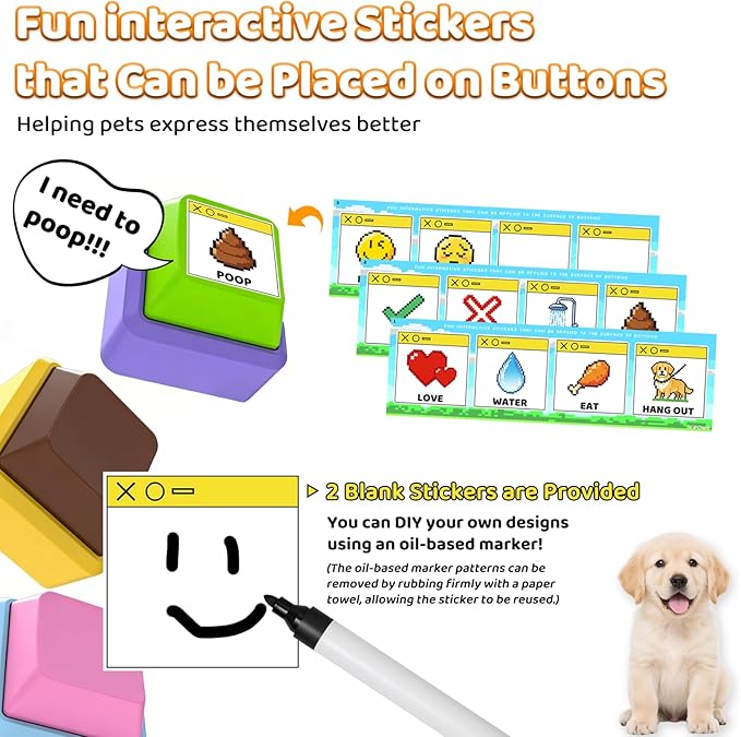 3 Pack Voice Recording Button, Dog Buttons for Communication, 36-Second Clear Voice Record with Fun Keyboard Key Design Talking Buttons Starter Set for Classrooms, Offices, Dog & Pet Training