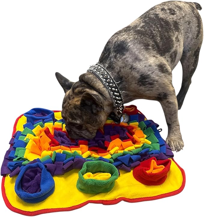 Interactive Dog Snuffle Mat for Mental Stimulation and Enrichment for Dogs, Pigs, Rabbits, and Other Pets (Rainbow)