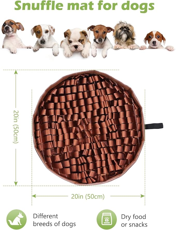 KeeKit Snuffle Mat for Dogs, 20x20 Inch Slow Feeder Mat, Interactive Feeding Game for Small & Medium Dogs - Encourages Natural Foraging, Mental Stimulation - Non-Slip Durable Design for Kibble/Treats