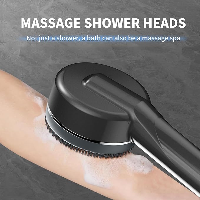 High Pressure Shower Head, Handheld Shower Head and Hose Set with 3 Filters, 59‘’ Hose & Bracket, 4 Spray Modes & Pause Switch, Hard Water Filtered Showerhead for Remove Residual Chlorine (Gray)